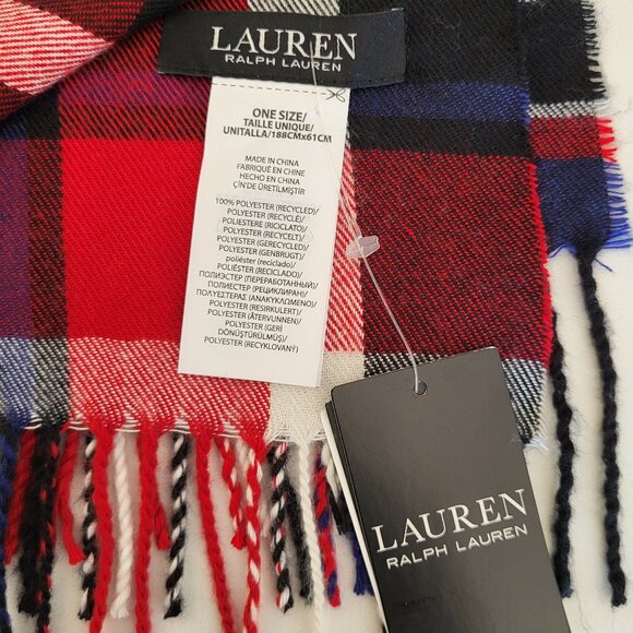Ralph Lauren Plaid Fringe Scarf - Picture 6 of 6